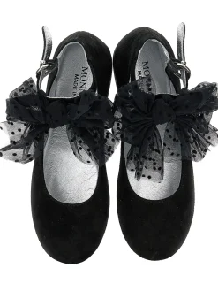 Ballerine camoscio con fiocco