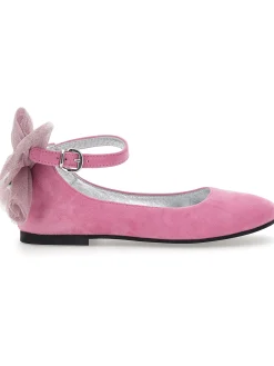 Ballerine camoscio con fiocco