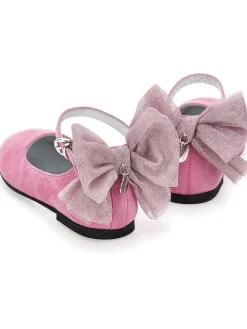 Ballerine camoscio con fiocco