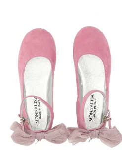 Ballerine camoscio con fiocco