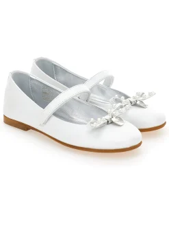 Ballerine in pelle perlata con fiocco