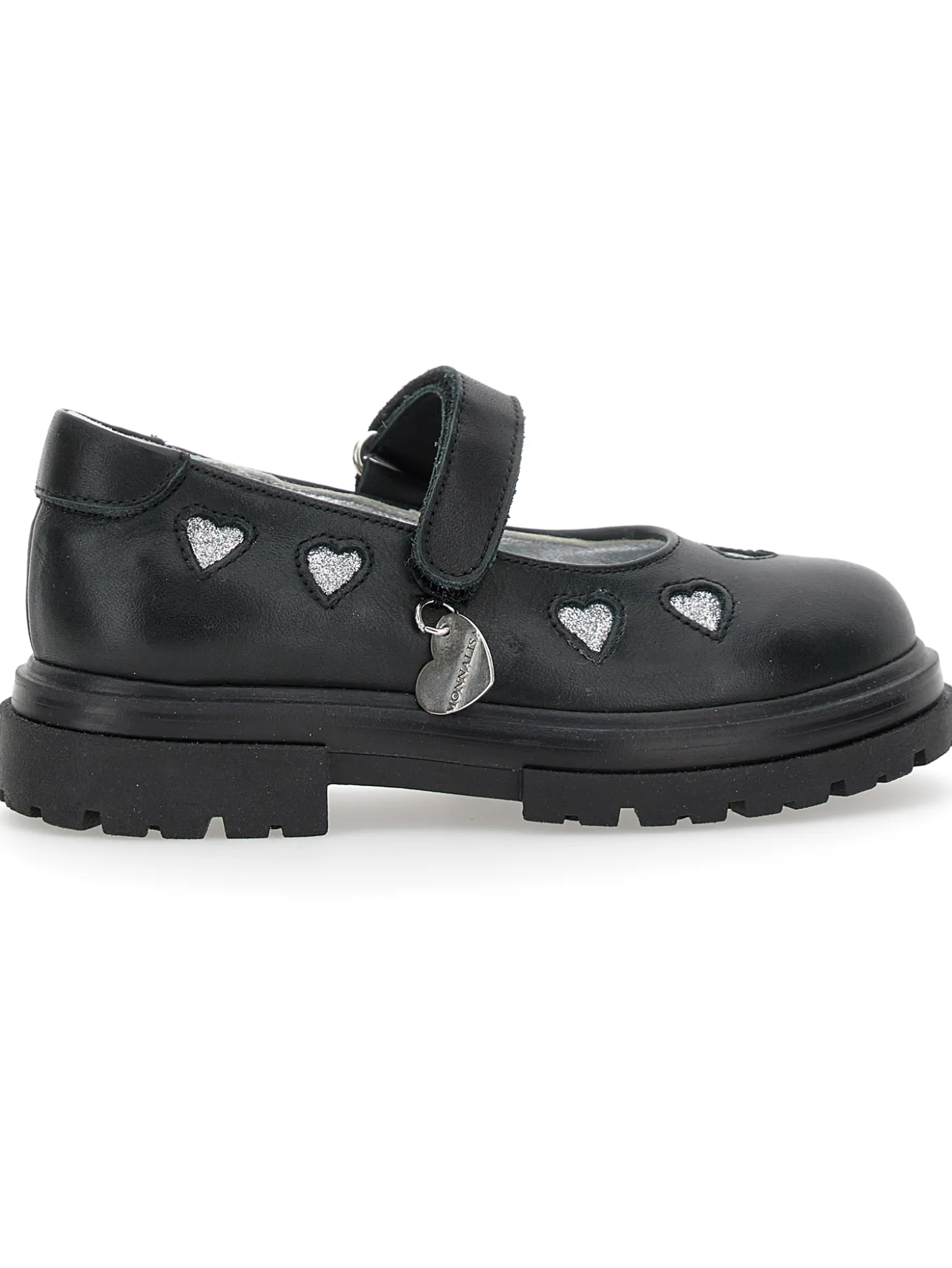 Ballerine pelle con cuori glitter