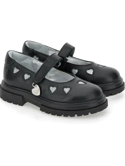 Ballerine pelle con cuori glitter
