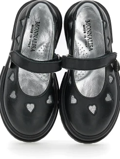 Ballerine pelle con cuori glitter