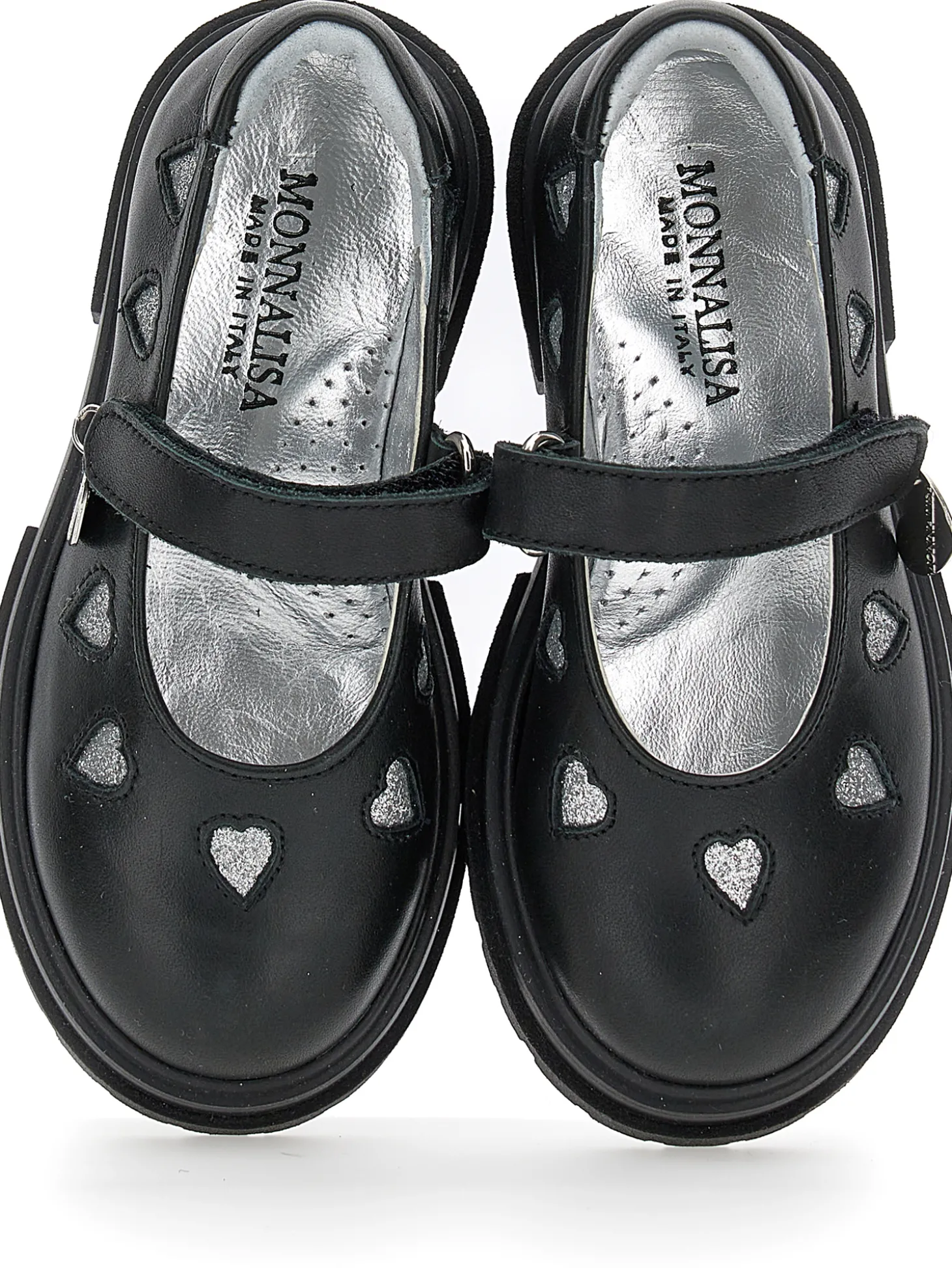 Ballerine pelle con cuori glitter