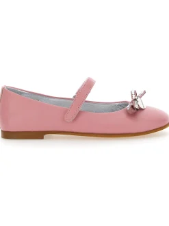 Ballerine pelle con fiocco strass