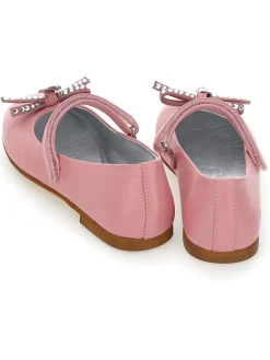 Ballerine pelle con fiocco strass