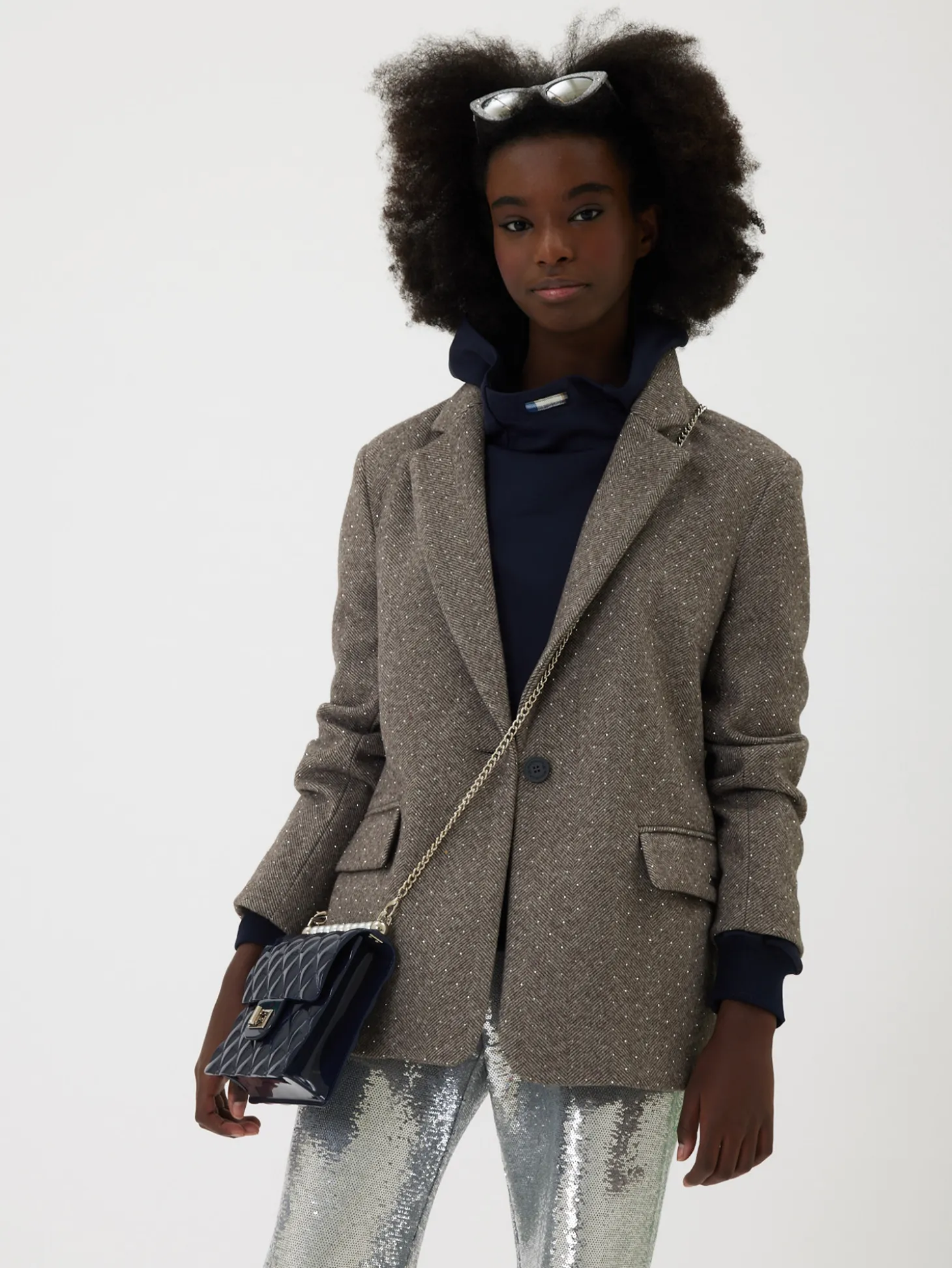 Blazer velour con strass