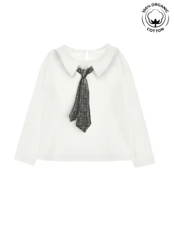 Blusa cotone organico black tie