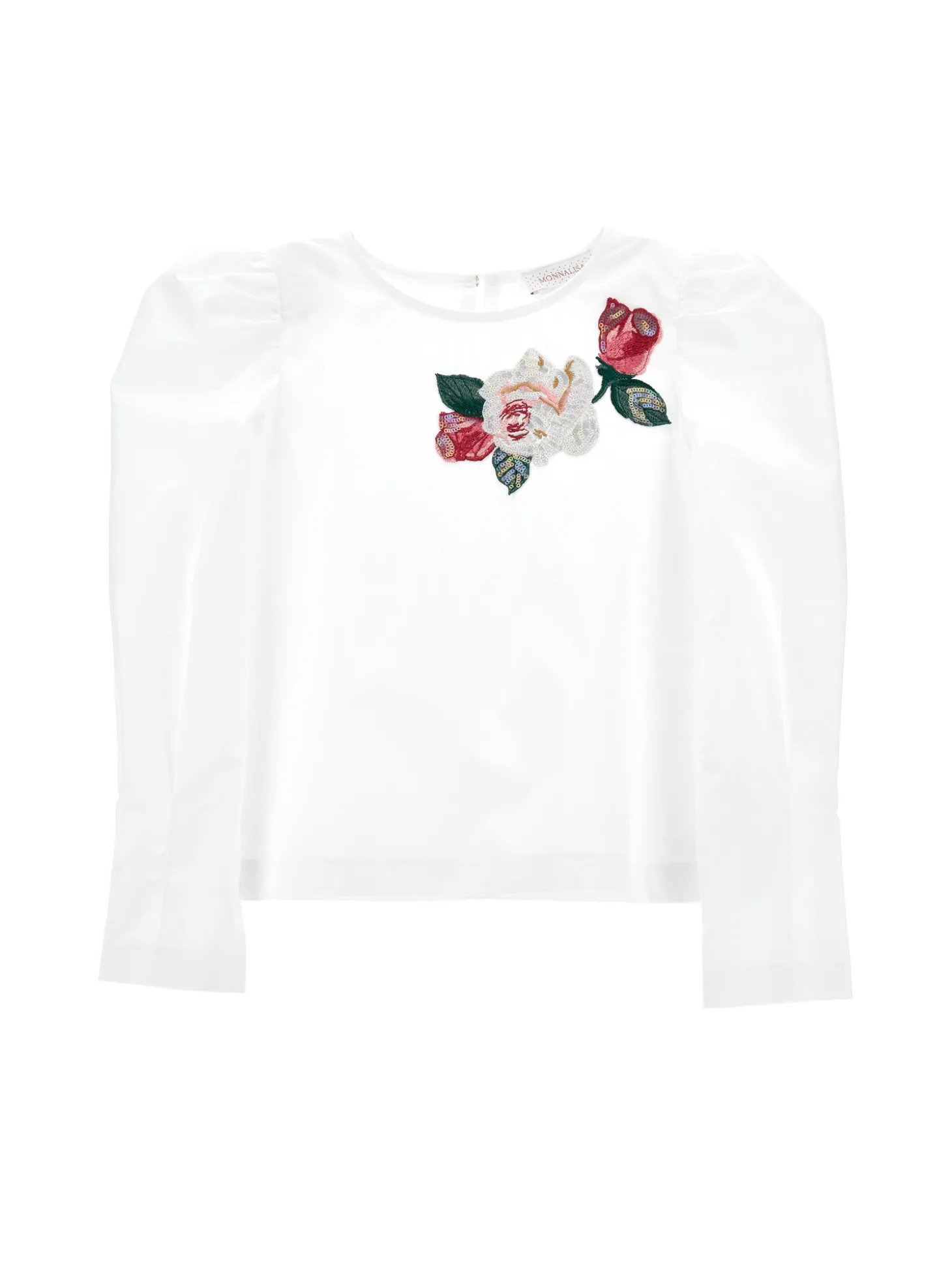 Blusa popeline con rose ricamate