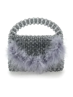 Borsa crystal con piume