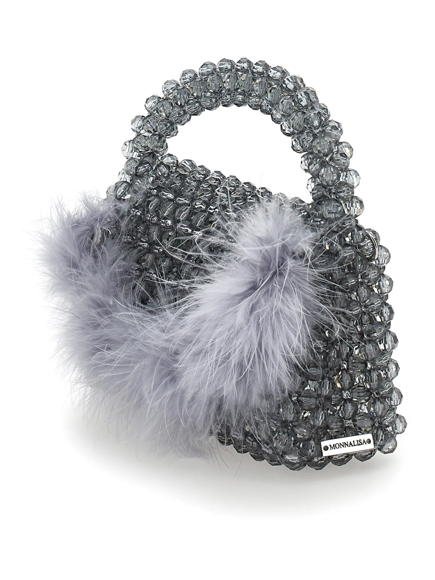 Borsa crystal con piume