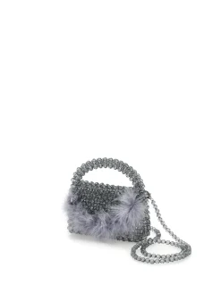 Borsa crystal con piume