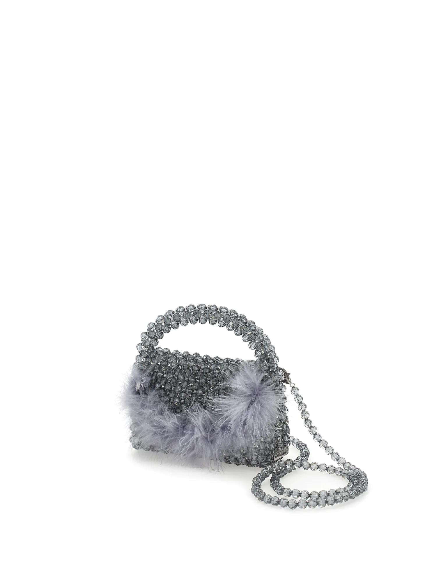 Borsa crystal con piume