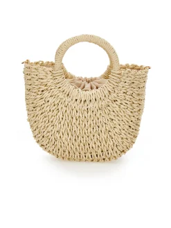 Borsa rafia fiori applicati