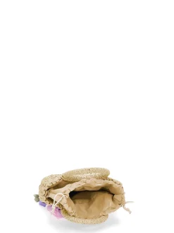 Borsa rafia fiori applicati