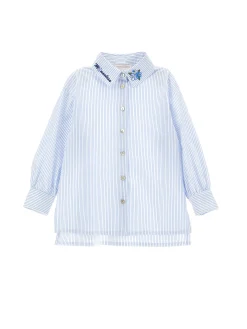 Camicia cotone con colletto ricamato
