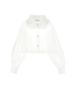 Camicia cropped colletto velluto