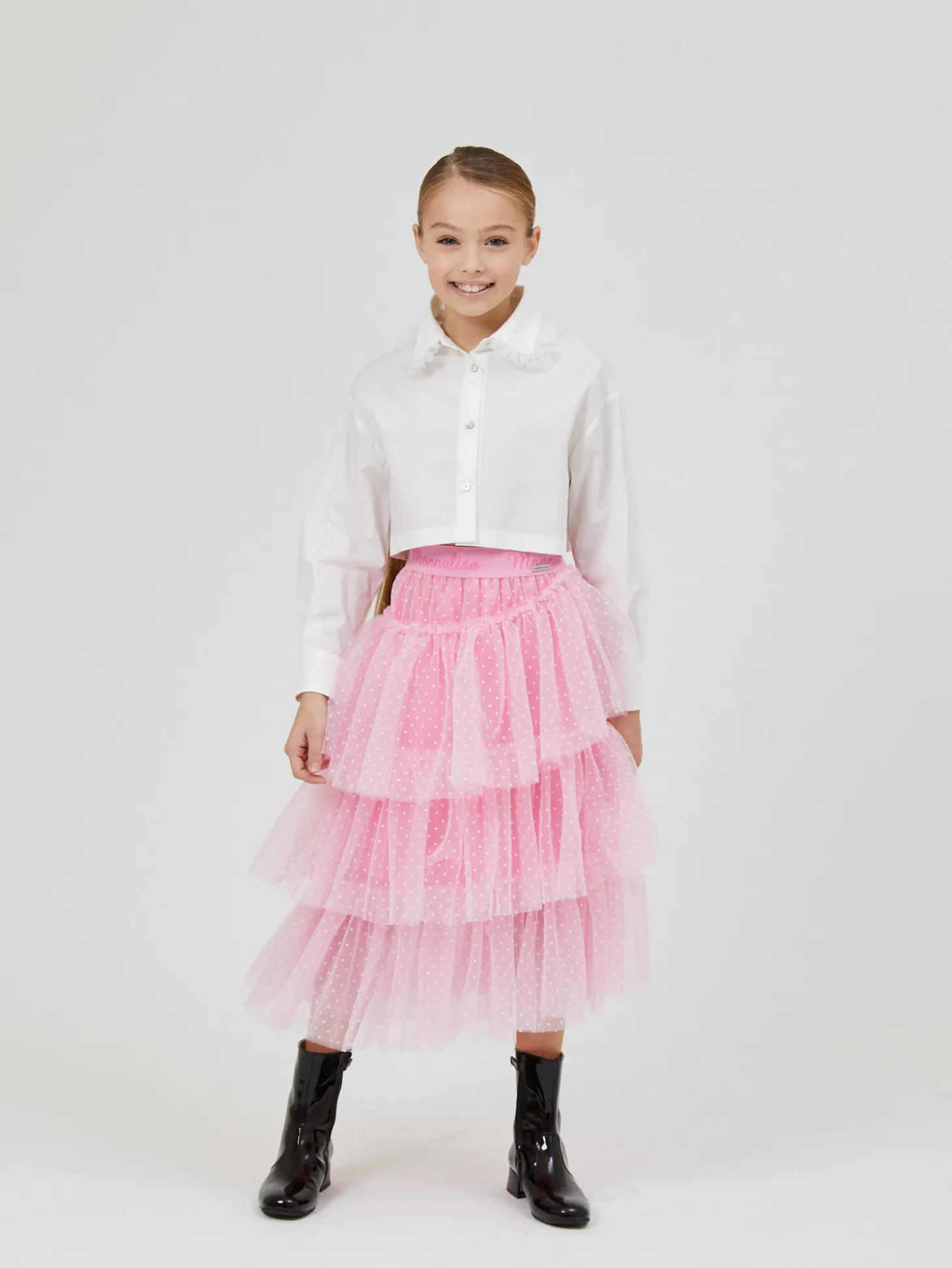 Camicia cropped colletto velluto