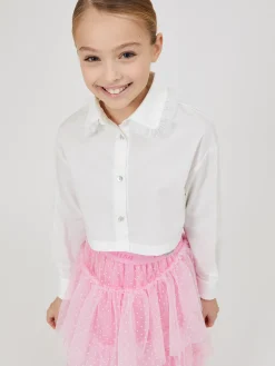 Camicia cropped colletto velluto