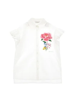 Camicia popeline con rosa con glitter