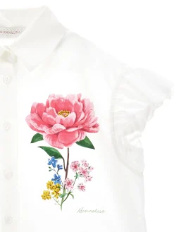 Camicia popeline con rosa con glitter