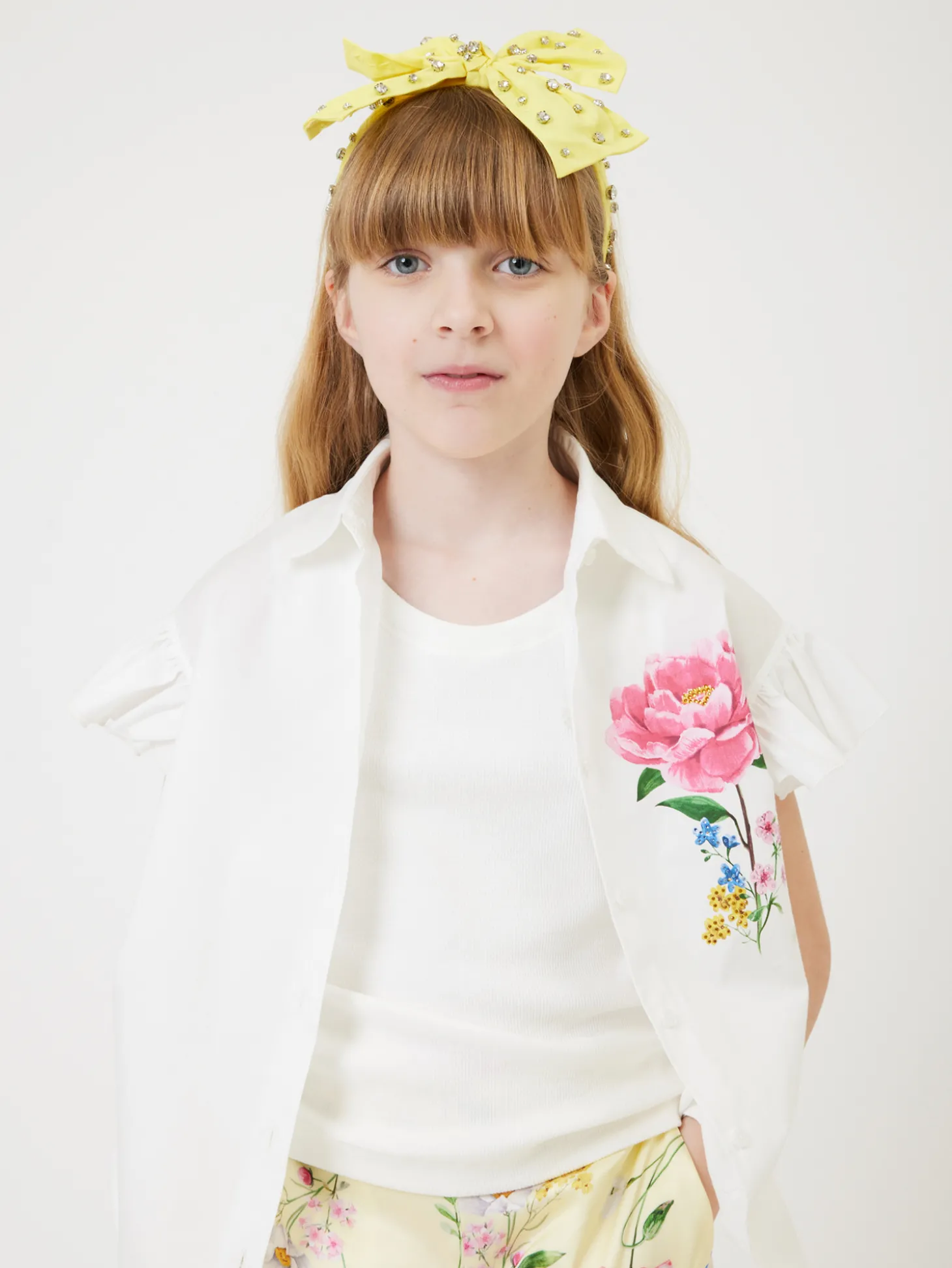 Camicia popeline con rosa con glitter