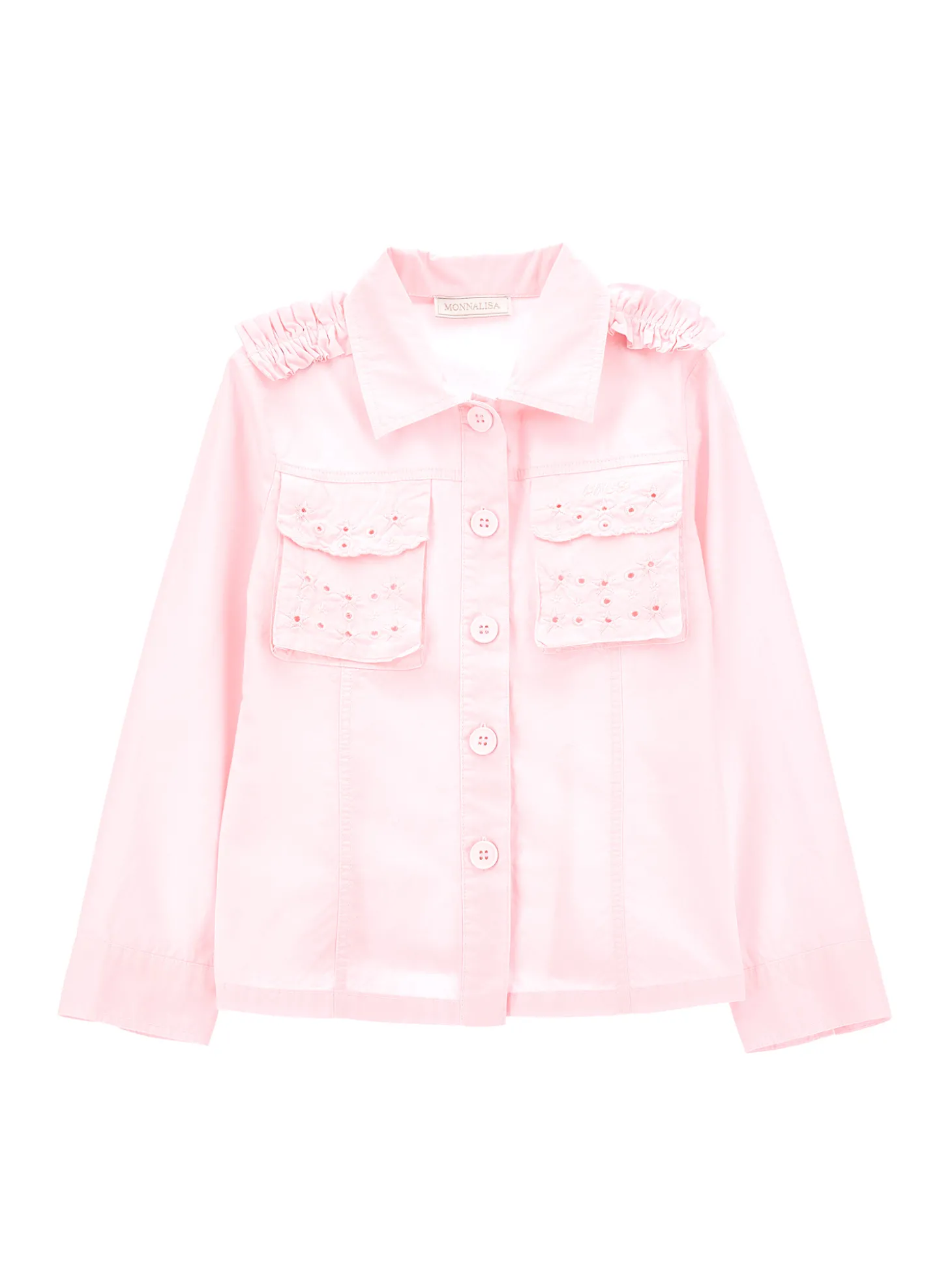 Camicia popeline con tasche ricamate