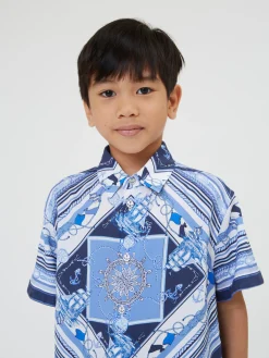 Camicia viscosa stampa marine