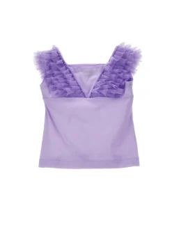 Canotta jersey dettagli tulle
