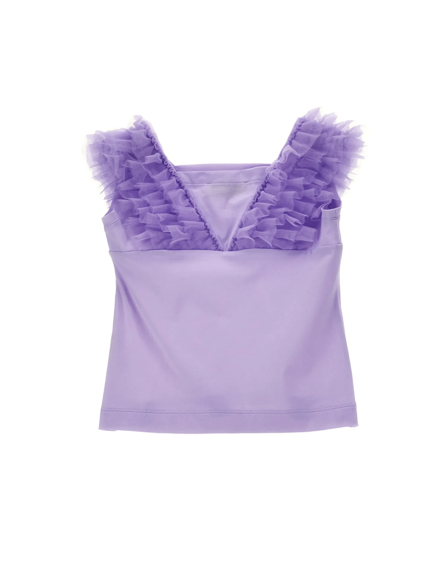Canotta jersey dettagli tulle