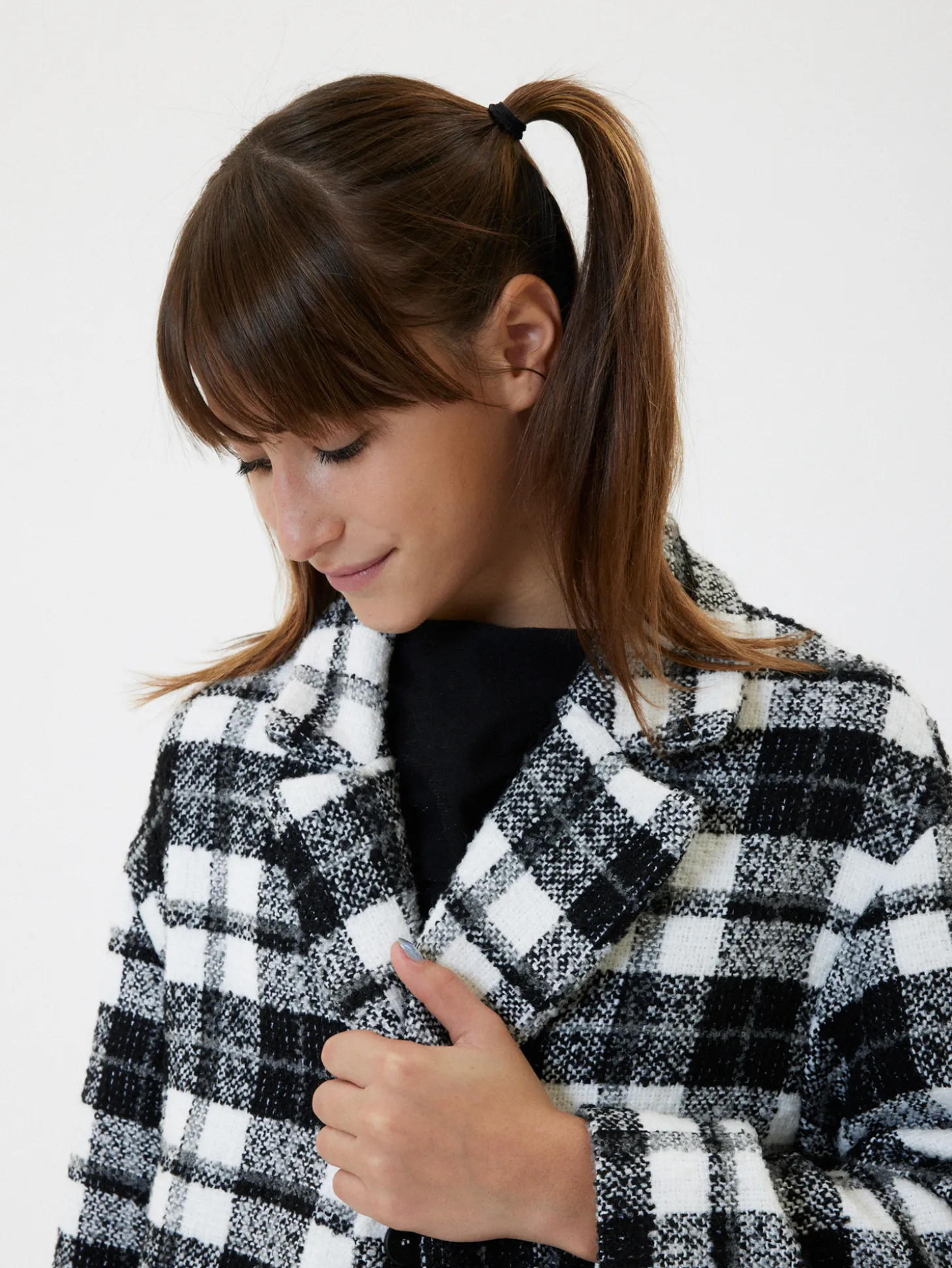 Cappotto bouclé tartan