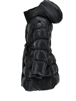 Cappotto imbottito con cintura a nastro