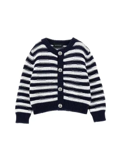Cardigan a righe marina cotone