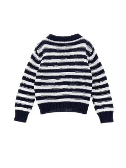 Cardigan a righe marina cotone