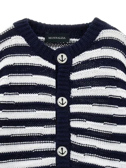 Cardigan a righe marina cotone