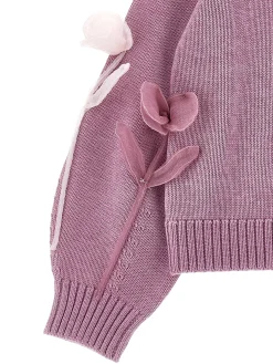 Cardigan fiori a intarsio