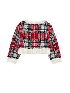 Cardigan misto lana tartan