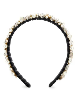 Cerchietto velluto con strass e perle