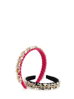 Cerchietto velluto con strass e perle