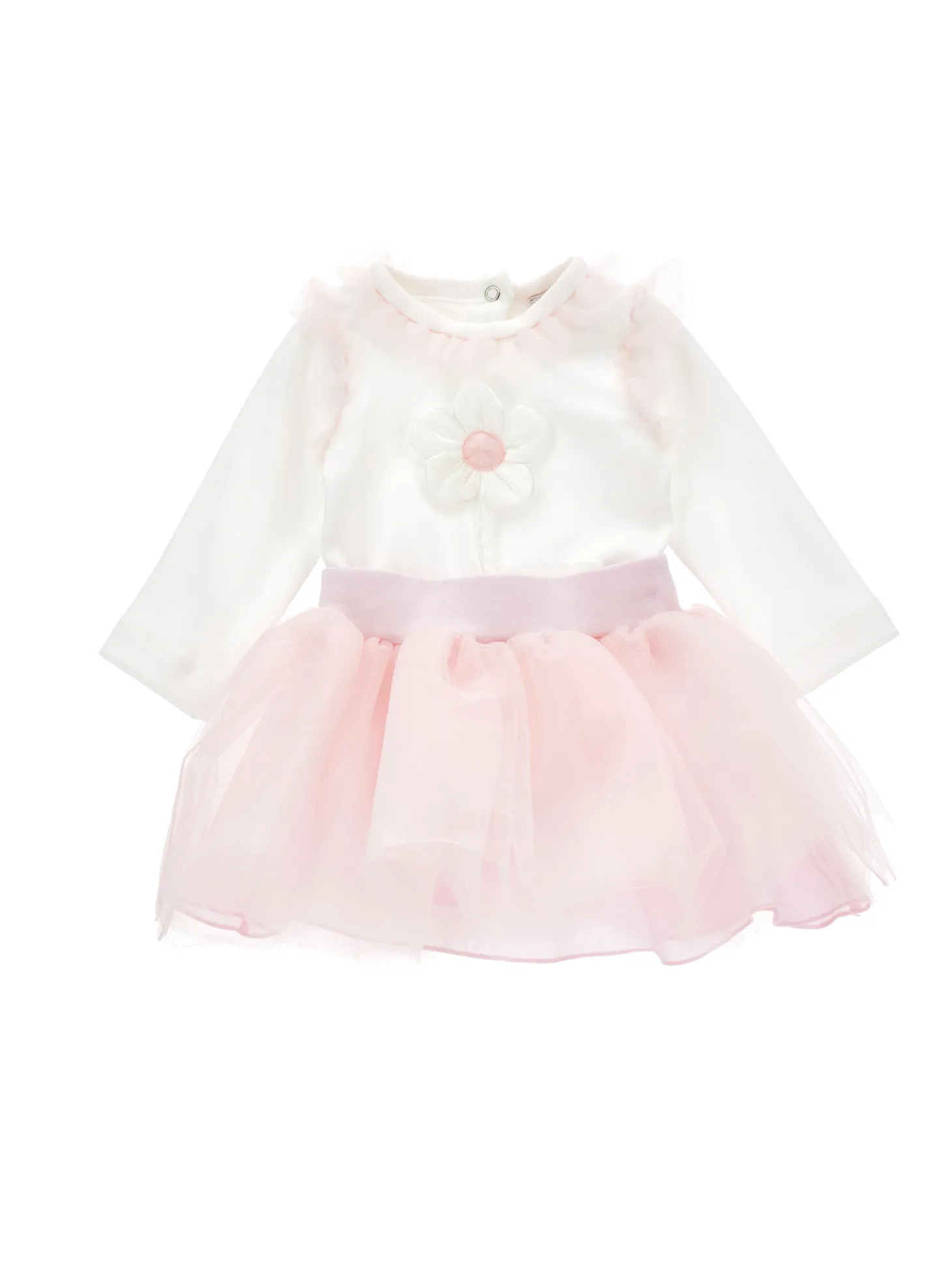 Completo 2 pezzi con tulle e fiore applicato