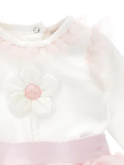 Completo 2 pezzi con tulle e fiore applicato