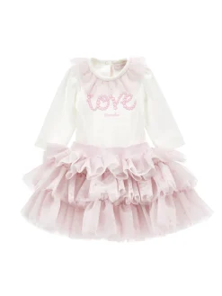 Completo 2 pezzi ricamato con tulle stampato