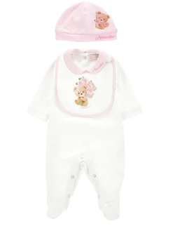Completo neonata, tre pezzi cotone pois