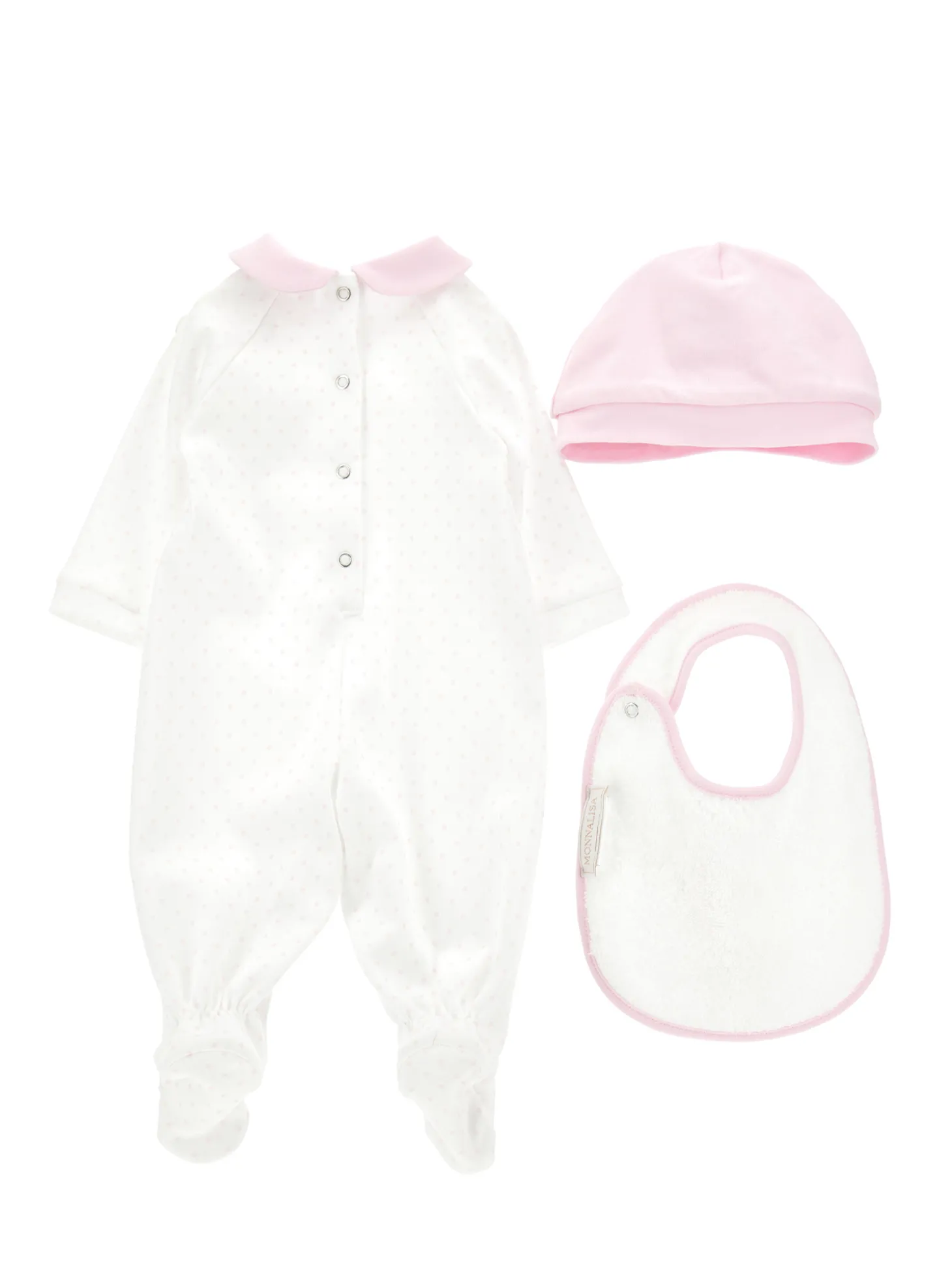 Completo neonata, tre pezzi cotone pois
