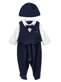 Completo tutina elegante con cuffietta e papillon