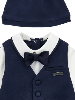 Completo tutina elegante con cuffietta e papillon