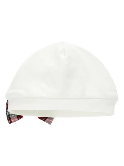 Cuffietta jersey con fiocco tartan