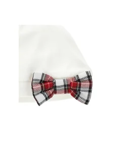 Cuffietta jersey con fiocco tartan