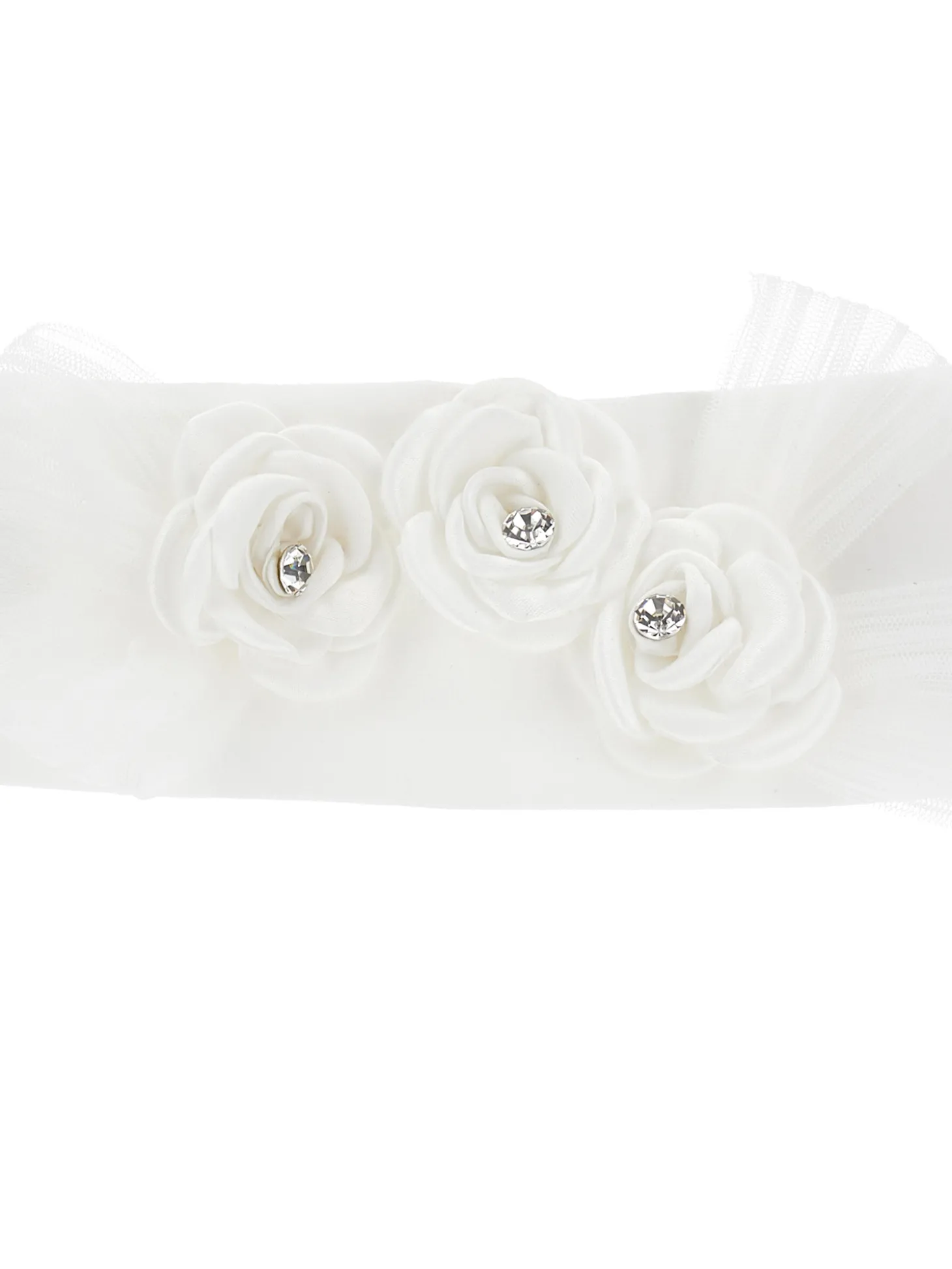 Fascia jersey con fiorellini e tulle